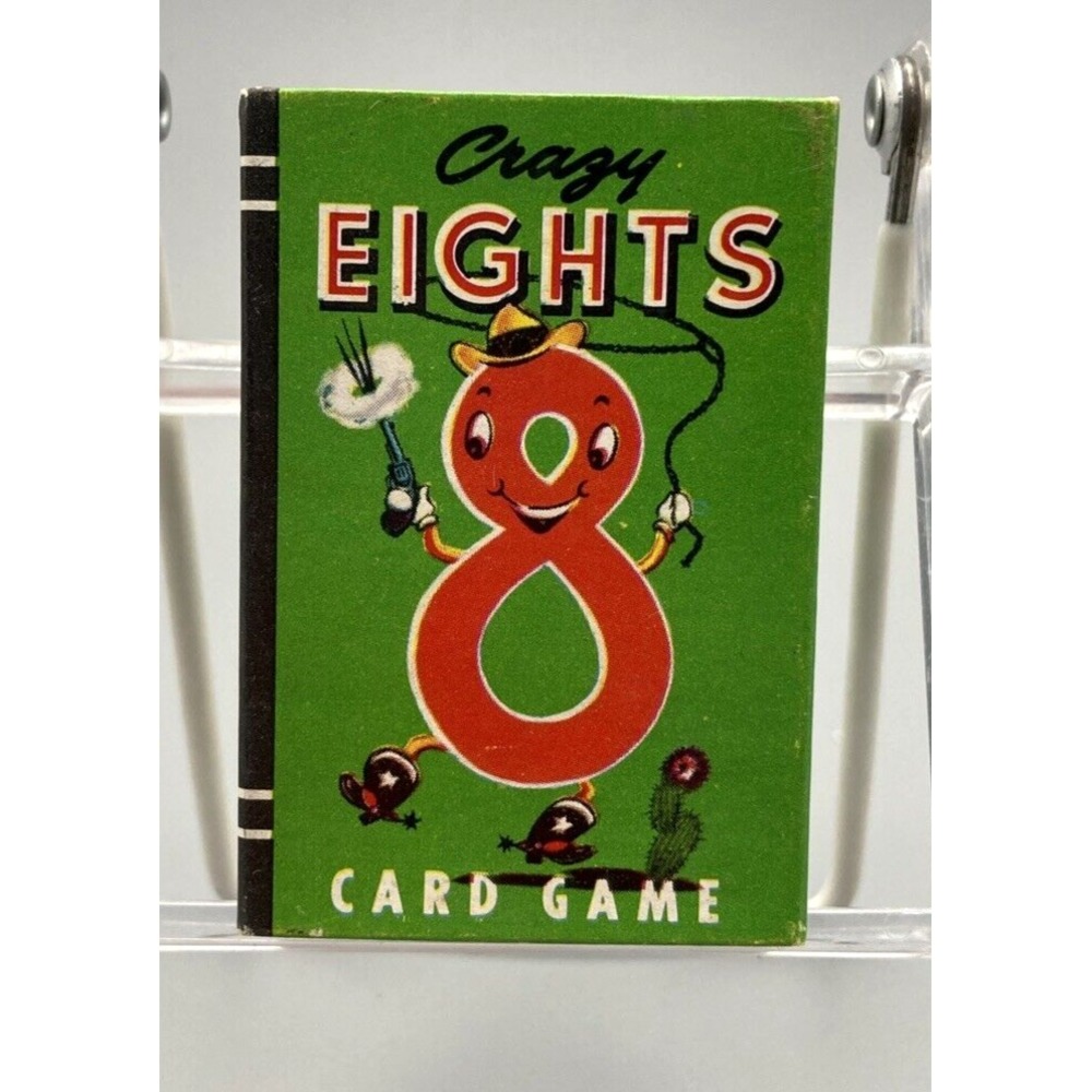 Vintage Whitman Peter Pan mini card game slider box Crazy 8s complete unused 50s